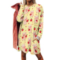 chemise pull oversize à manches longues et col rond avec poches, motif cochons rigolos
